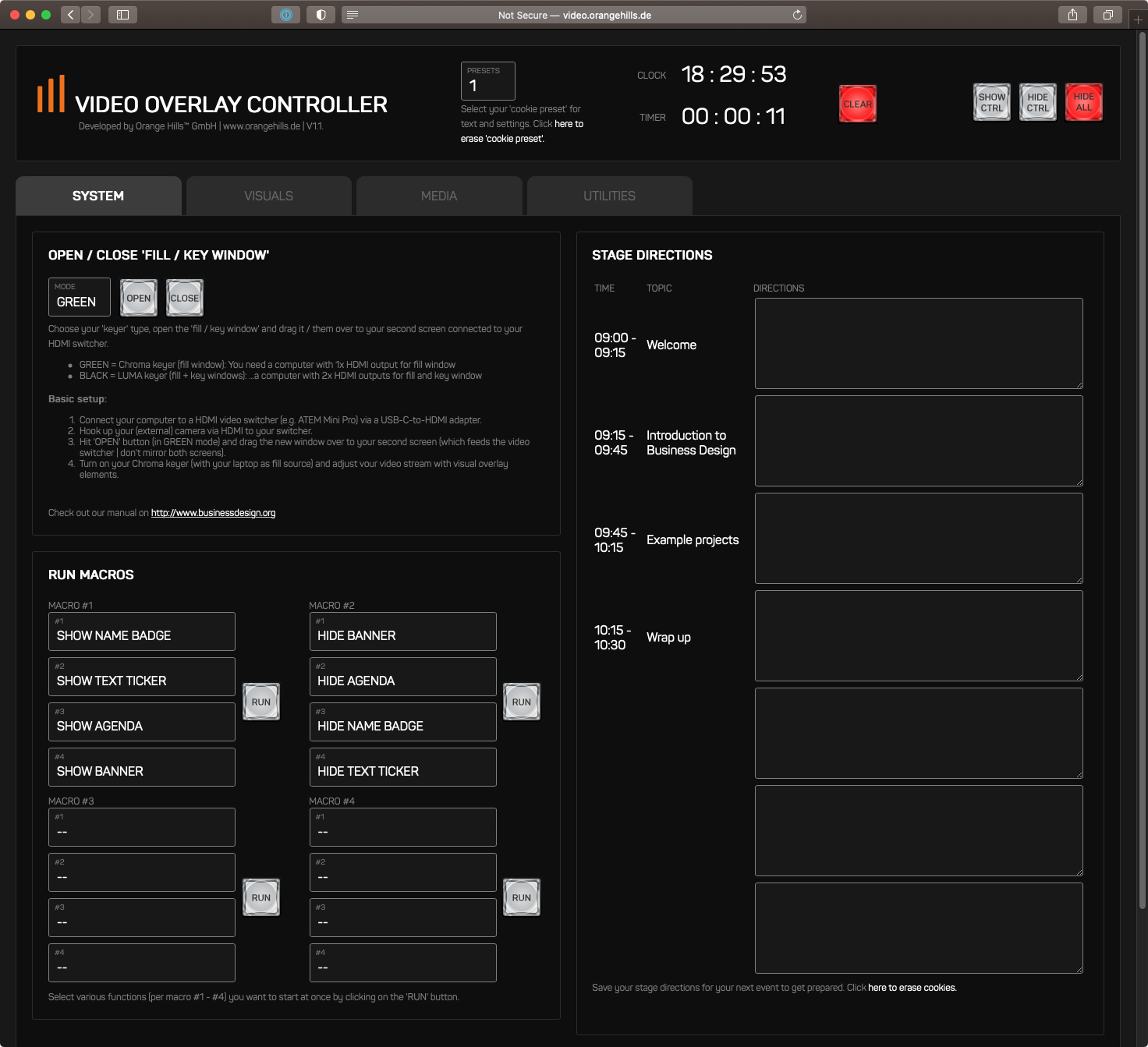 Instructor view Video Overlay Controller 1