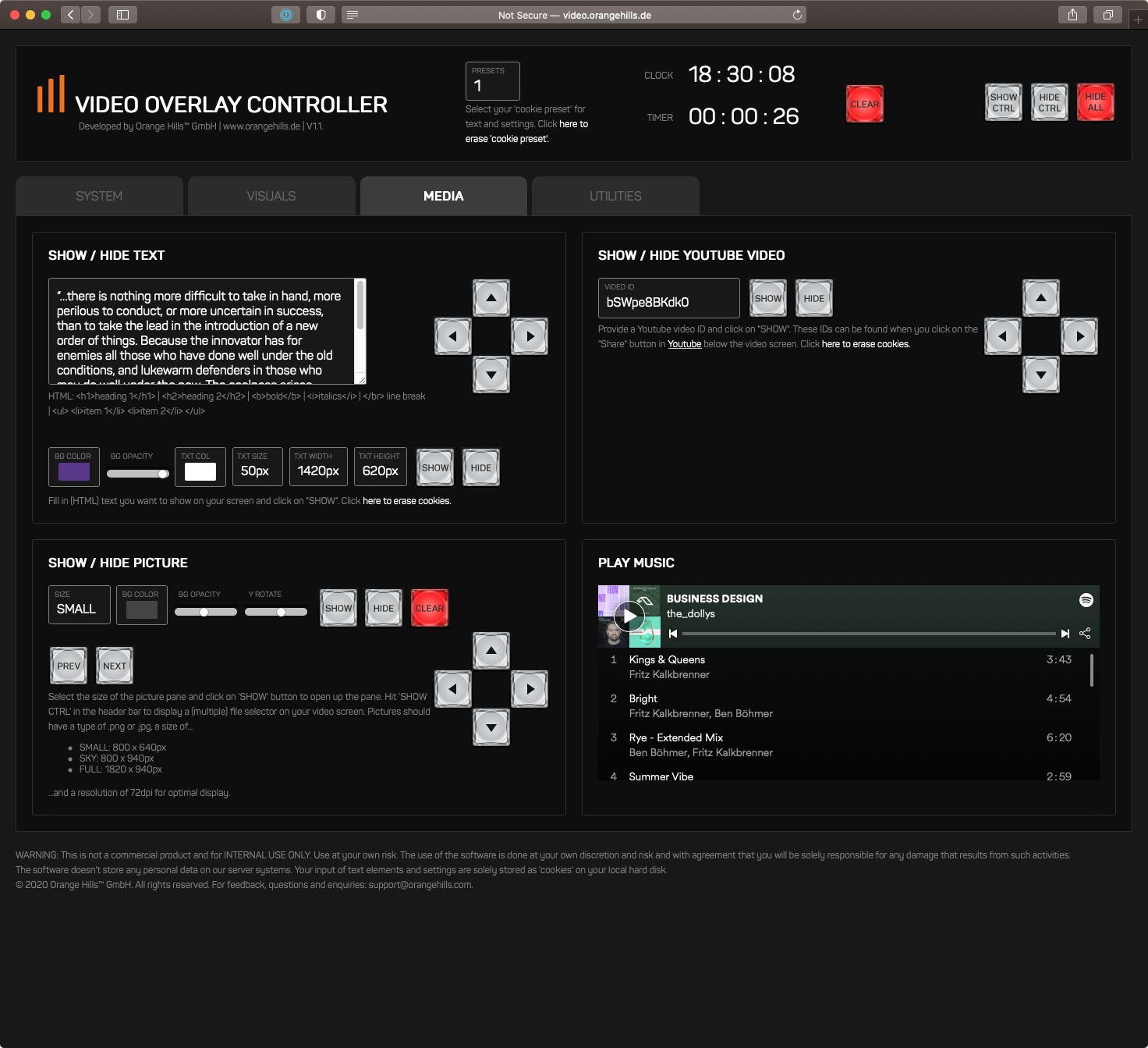 Instructor view Video Overlay Controller 3