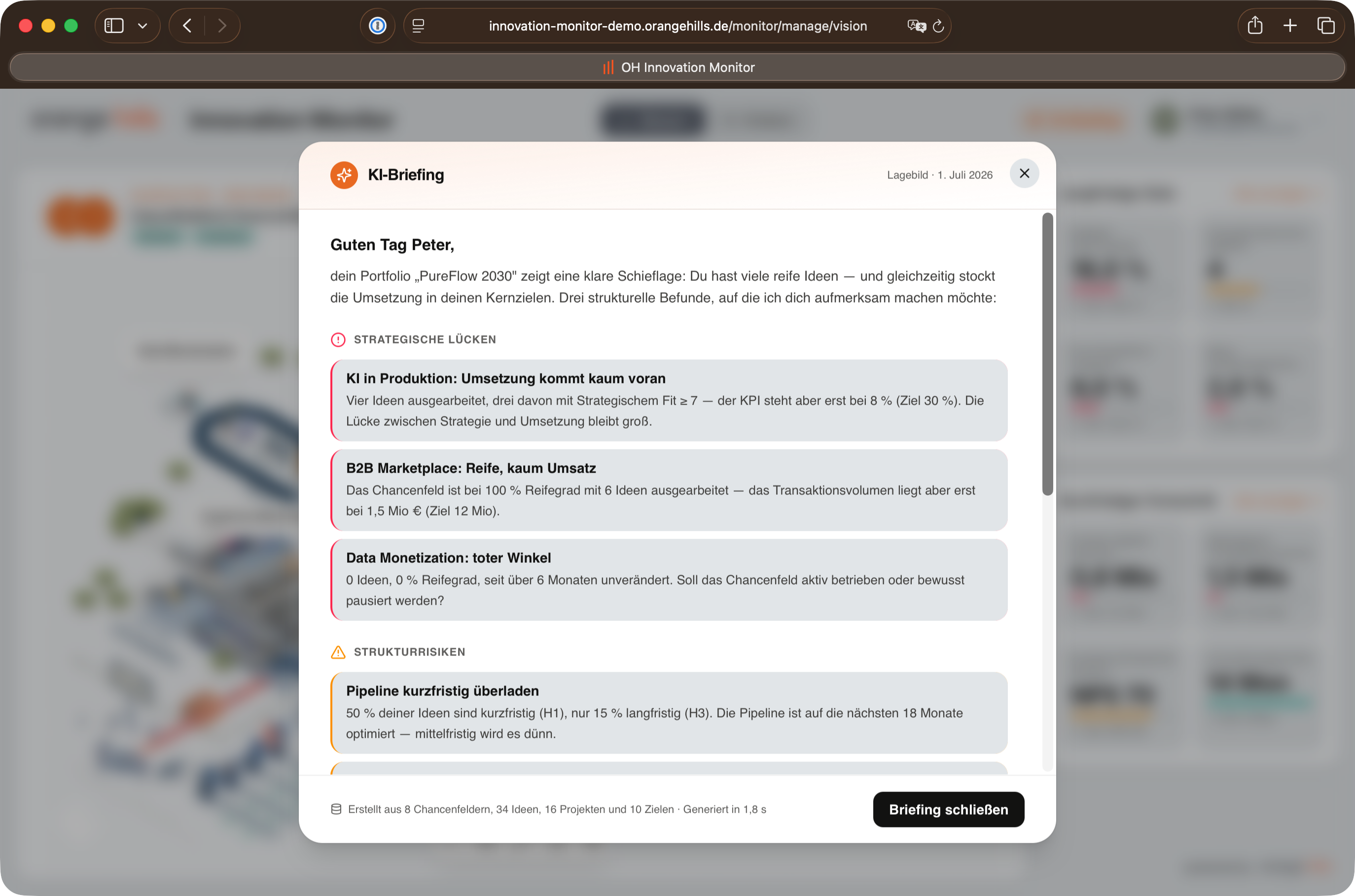 AI features to analyse your status quo