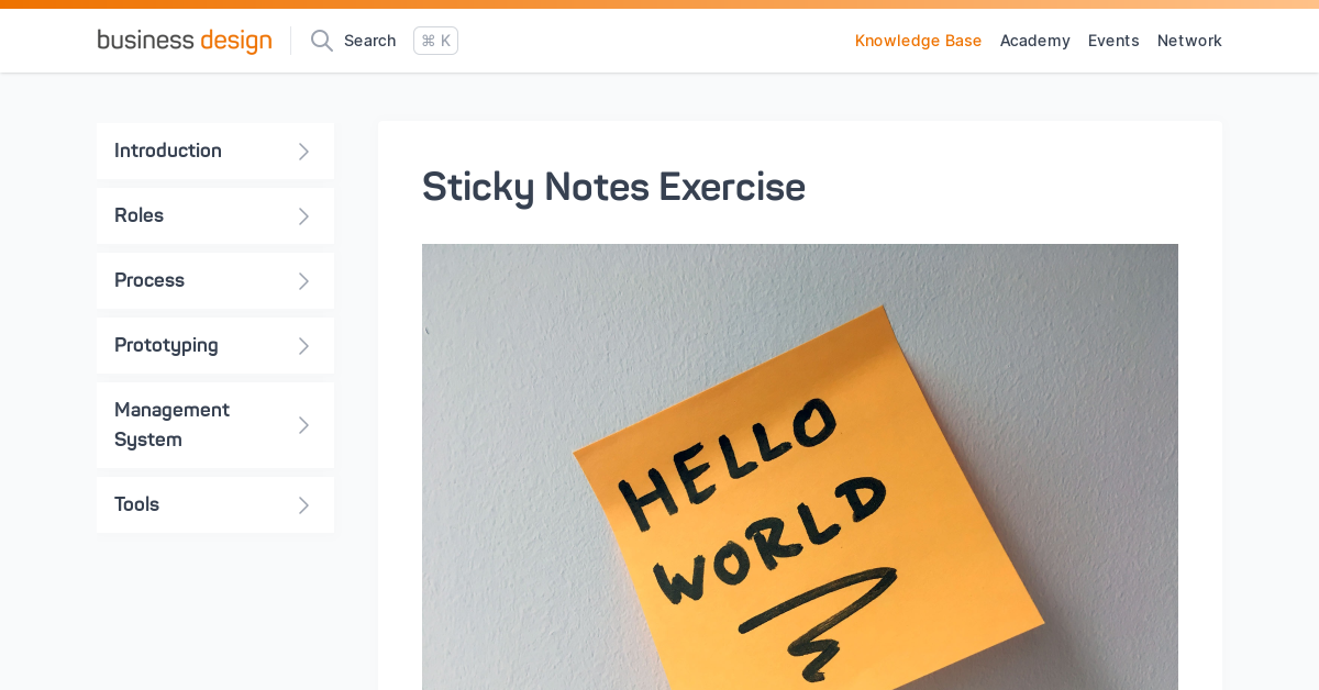 Sticky Notes Exercise | Business Design Knowledge Base