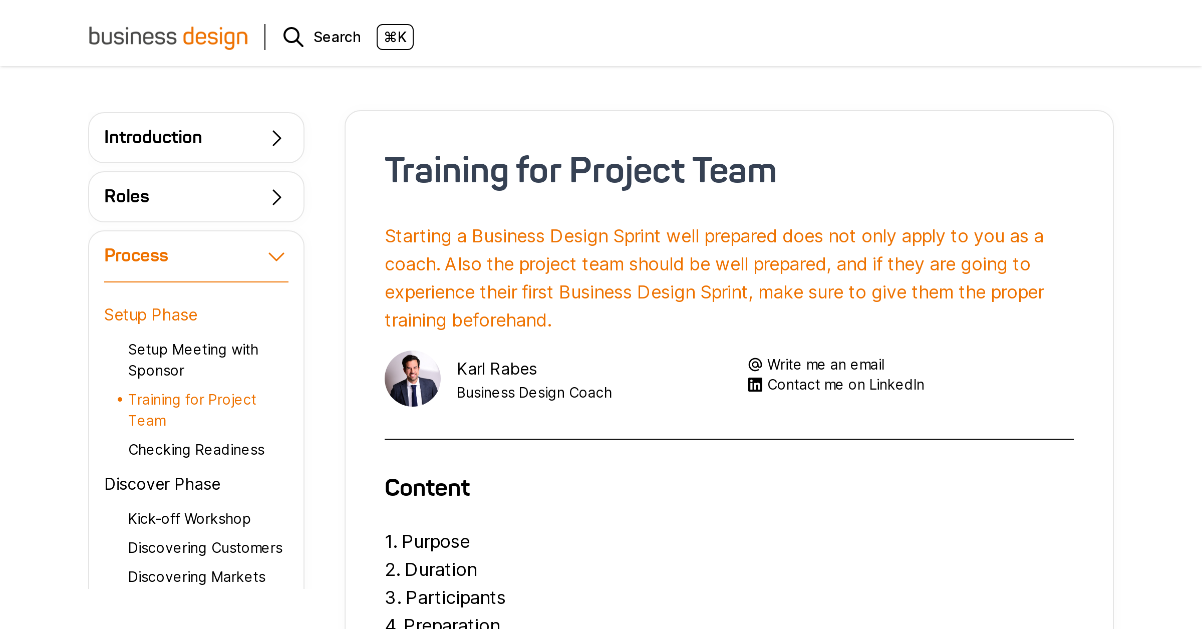 Training for Project Team | Business Design Knowledge Base